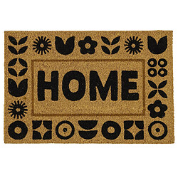 Linnea Home - 40x60 cm - Marron Paillasson rectangulaire 40x60 cm de la collection JOYE, en fibre de coco et PVC. Motif floral marron avec texte Home. Utilisation intérieur ou extéri