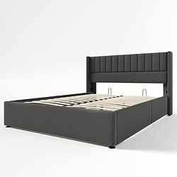 modfu Lit coffre 160x200 cm, lin, gris foncé pas cher