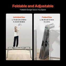 Vevor Plateforme travail pliante 900-1500mm, acier, charge 400kg, antidérapant