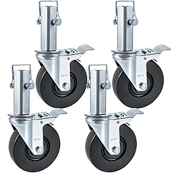 Vevor Roulettes pivotantes en polyurethane, noyau en fer 12,7 cm, roulettes a tige pivotante avec frein a double verrouillage, pieds reglables, capacite de charge 200 kg par roue, lot de 4, 5 pouces
