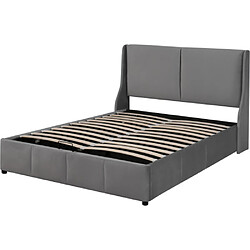 modfu Lit coffre 140x190 cm, velours, gris pas cher