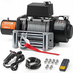 Vevor Treuil electrique 8165 kg, treuil pour camion avec cable en acier F1,1 x 2590,8 cm, guide-cable, telecommande sans fil et filaire, etanche IP55, pour remorquage SUV, tout-terrain, camion, bateau