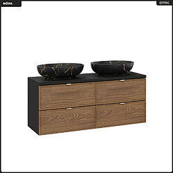 OTITEC Ensemble de meubles sous vasque - 120 cm - avec Plan - 2 Vasques - MÖRK