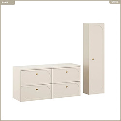 OTITEC Ensemble de meubles sous vasque - 120 cm - avec Plan - Colonne - SAND
