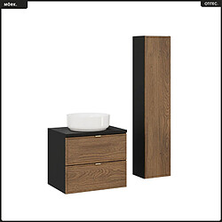 OTITEC Ensemble de meubles sous vasque - 60 cm - avec Plan - Vasque - Colonne - MÖRK