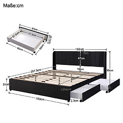 Avis modfu Lit adulte 160x200 cm avec 2 tiroirs, velours, noir