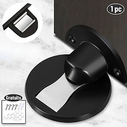2windeal® Butée de porte magnétique loquet Porte au sol adhésif en alliage de zinc Noir