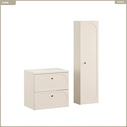 OTITEC Ensemble de meubles sous vasque - 60 cm - avec Plan - Colonne - SAND