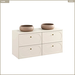 OTITEC Ensemble de meubles sous vasque - 120 cm - avec Plan - 2 Vasques - SAND