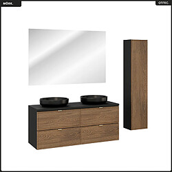 OTITEC Ensemble de meubles sous vasque - 120 cm - avec Plan - 2 Vasques - Colonne - Miroir LED - MÖRK