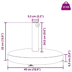 vidaXL Pied de parasol Aspect Bois Gris Foncé 48 x 48 x 32 cm pas cher