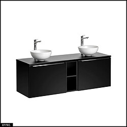 Otitec Meuble vasque double avec vasques - Noir mat