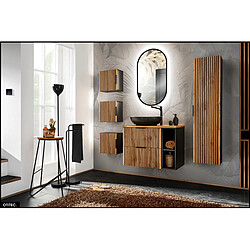 OTITEC Ensemble de meubles - 80 cm - avec Vasque à poser - Cubes et Colonne - Miroir LED - WOTANIA