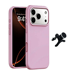 Kit Support Voiture Magnétique Renforcé + Coque Silicone Liquide PHONECARE Pour Apple iPhone 17 Pro Max - Rose 