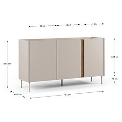Pegane Buffet de rangement 3 portes - Crème