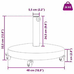 vidaXL Pied de parasol Aspect Bois Gris Foncé 48 x 48 x 32 cm pas cher