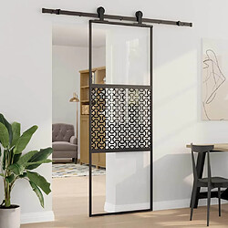 vidaXL Porte en verre Fretwork Noir 76 x 2 x 205 cm Aluminium