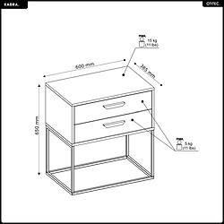 Otitec Table de chevet 2 tiroirs - Chêne pas cher