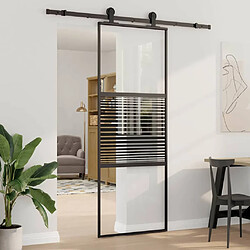 vidaXL Porte en verre Rayé Noir 76 x 2 x 205 cm Aluminium