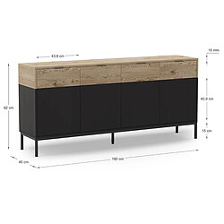 Pegane Buffet 4 portes 4 tiroirs - Noir