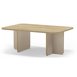 Acheter Pegane Table basse rectangulaire - Chêne et crème