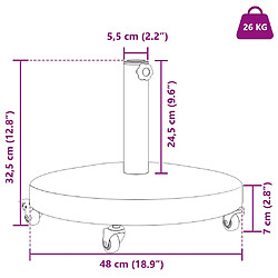 vidaXL Pied de parasol Gris foncé 48 x 48 x 32 cm pas cher