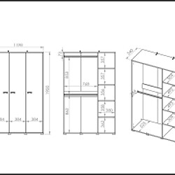 Otitec Armoire penderie 3 portes - Chêne pas cher