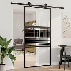 vidaXL Porte en verre Rayé Noir 102,5 x 2 x 205 cm Aluminium