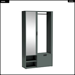 OTITEC Meuble d’entrée complet - avec penderie, étagères chaussures et miroir - MINO UNI - Vert