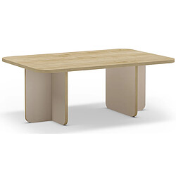 Avis Pegane Table basse rectangulaire - Chêne et crème