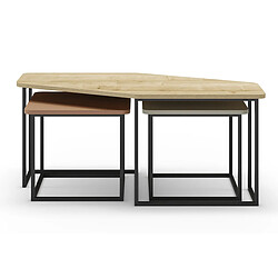 Pegane Set de 3 tables basses - Chêne
