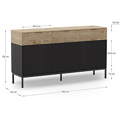 Pegane Buffet de rangement vaisselle - Noir