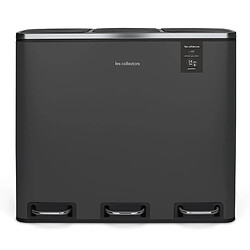 Les Collectors Poubelle de tri à pédale 3 x 18 L, grey edition - N°990