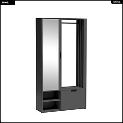 OTITEC Meuble d’entrée complet - avec penderie, étagères chaussures et miroir - MINO UNI - Graphite