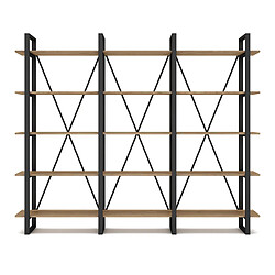 Pegane Étagère colonne haute métal et bois - Naturel