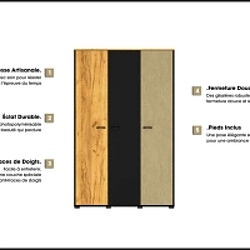 Avis Otitec Armoire penderie 3 portes - Chêne