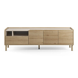 Pegane Meuble TV 3 portes 1 tiroir - Chêne