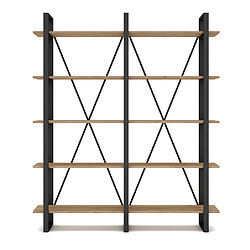 Pegane Étagère colonne métal bois - Naturel