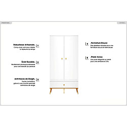 Otitec Armoire penderie 2 portes - Blanc