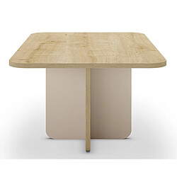 Pegane Table basse rectangulaire - Chêne et crème pas cher