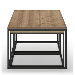 Avis Pegane Set de 3 tables basses - chêne et noir