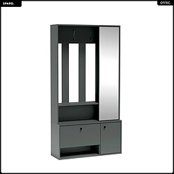 OTITEC Meuble d’entrée complet - avec penderie, étagères chaussures et miroir - SPARO UNI - Vert