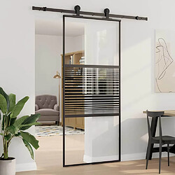 vidaXL Porte en verre Rayé Noir 90 x 2 x 205 cm Aluminium