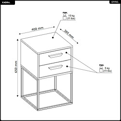 Otitec Table de chevet 2 tiroirs - Blanc pas cher