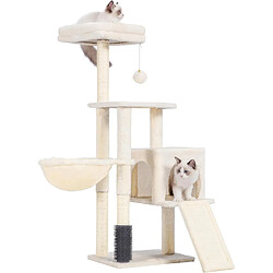 Vendos85 Arbre à Chat Domestique Robuste avec Peluche Polie Beige