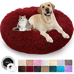 Vendos85 Panier Rond Chien Dehoussable 110 cm Rouge