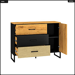 Otitec Commode 3 tiroirs en bois - Chêne