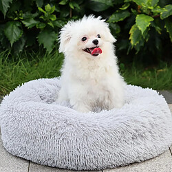 Vendos85 Coussin Chien Rond et Moelleux 70 cm gris clair