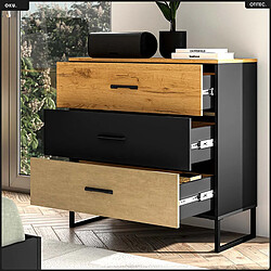 Otitec Commode 3 tiroirs - Chêne pas cher
