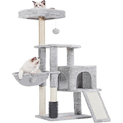 Vendos85 Arbre à Chat Domestique Robuste avec Peluche Polie Gris Clair